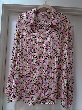 Floral Button-Front Blouse in Pink Floral